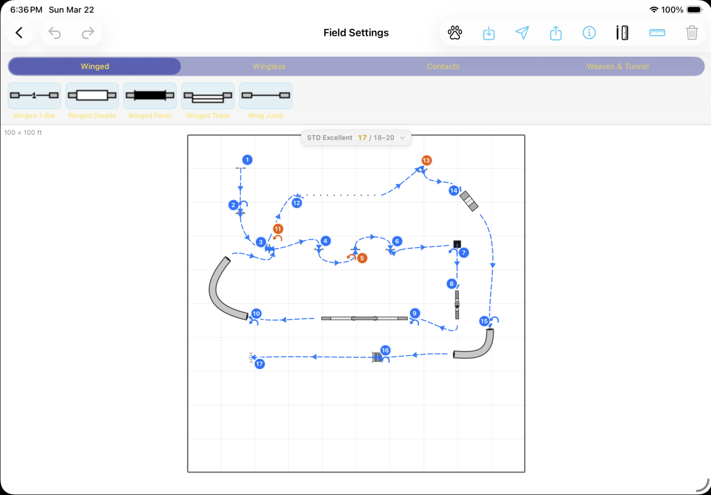 Example agility course built in The Agility Club